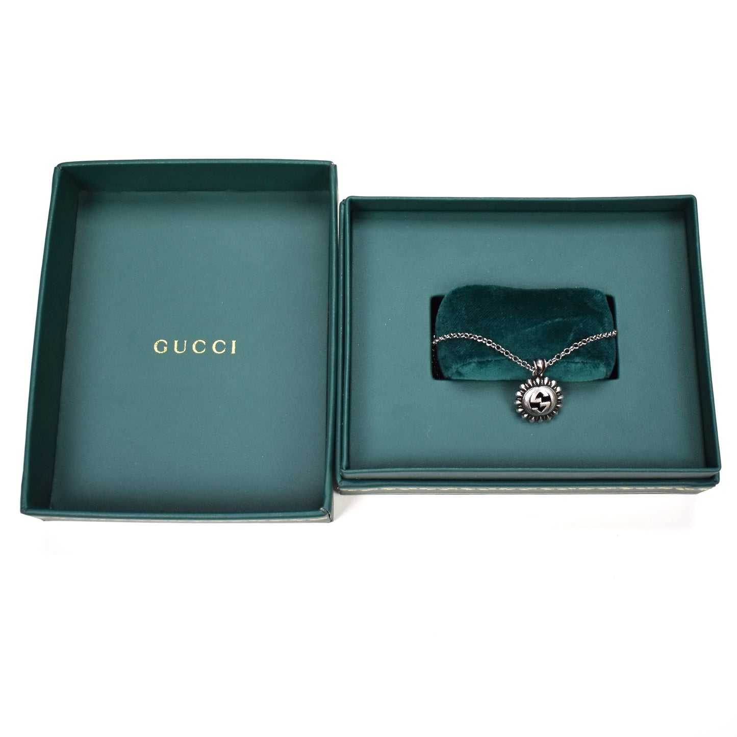 Gucci - .925 Silver Interlocking G Pendant Chain Necklace