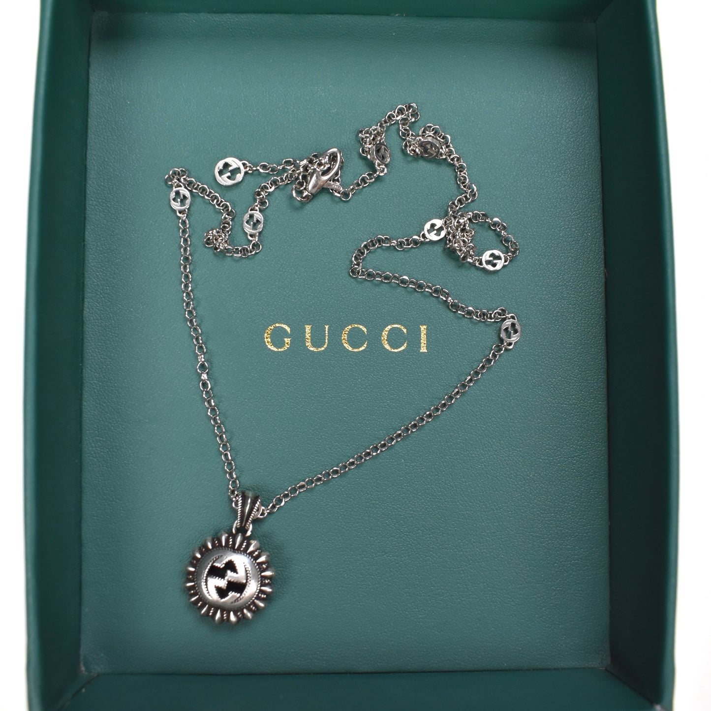 Gucci - .925 Silver Interlocking G Pendant Chain Necklace