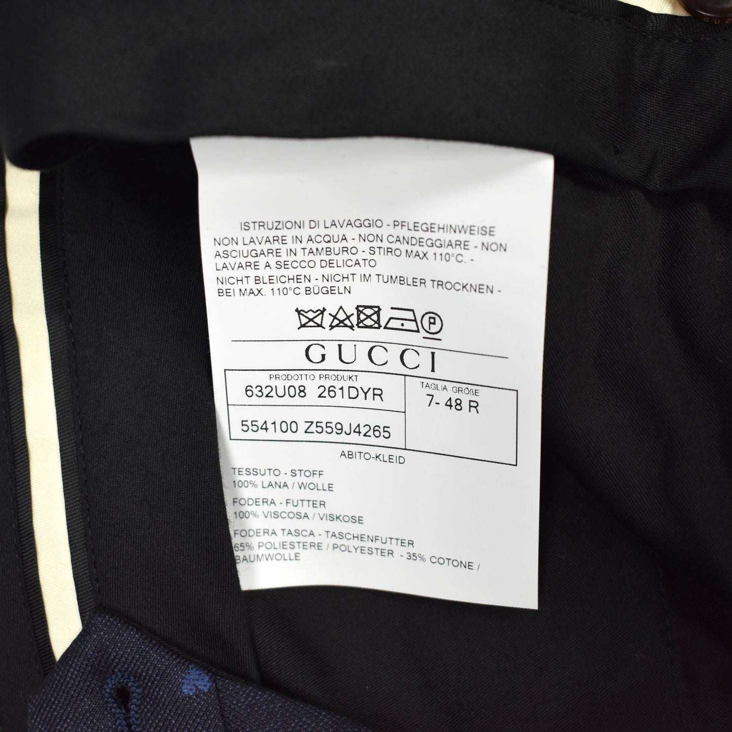 Gucci - Navy Wool Allover Bee Jacquard Monaco Suit