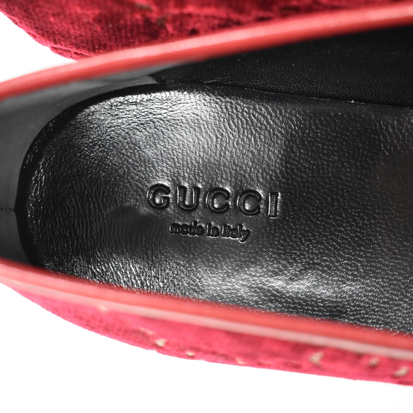 Gucci - Red Velvet GG Monogram Horsebit Loafers