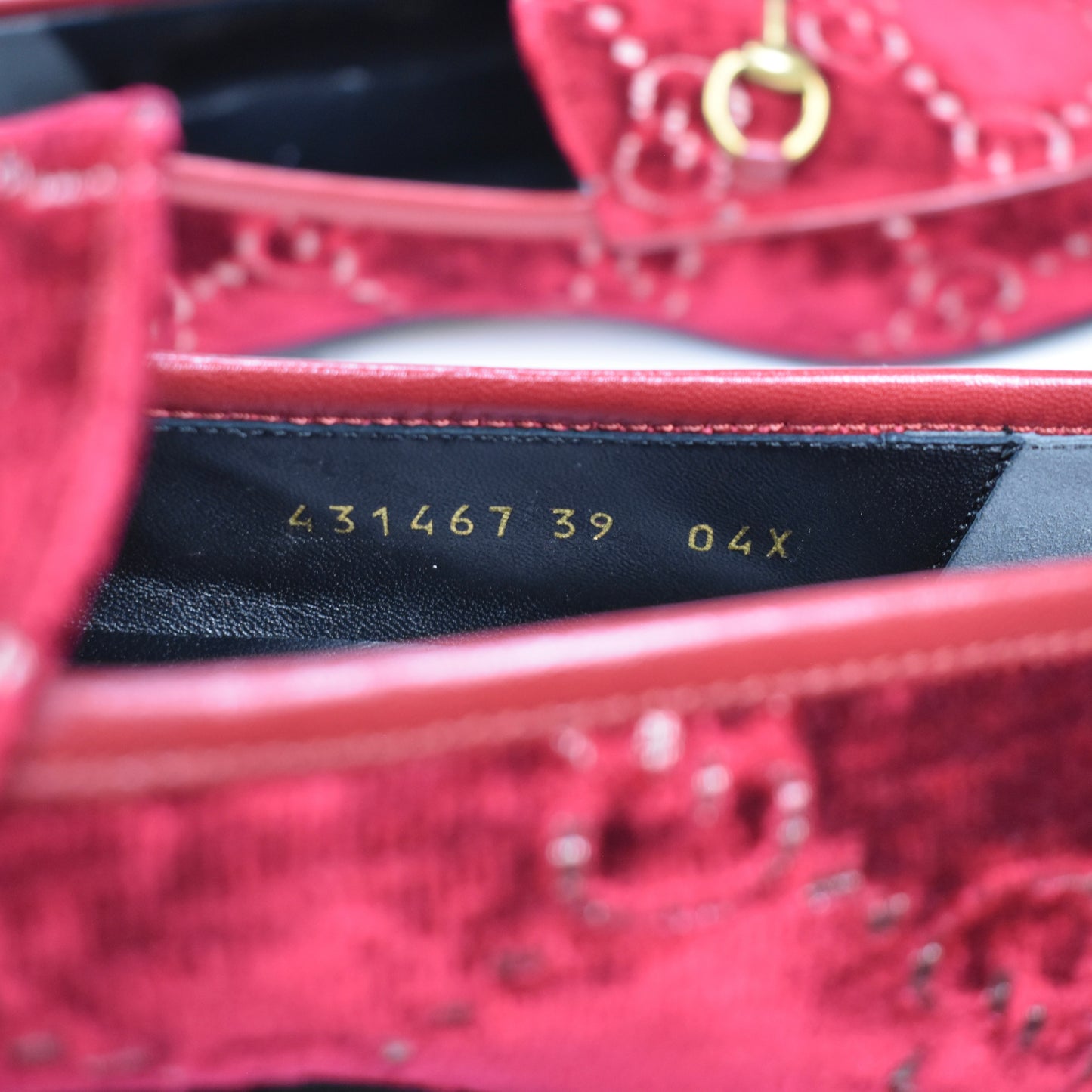 Gucci - Red Velvet GG Monogram Horsebit Loafers