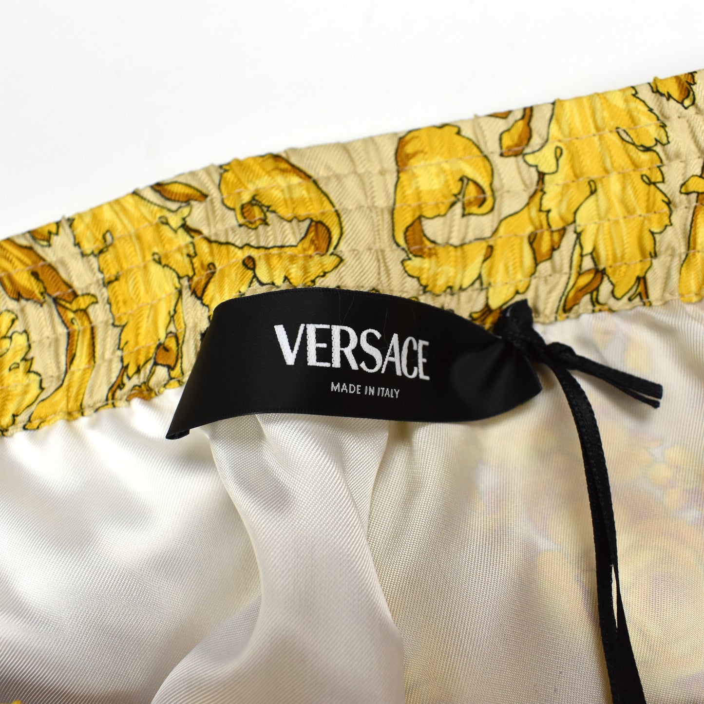 Versace - Champagne / Gold Barocco Print 100% Silk Shorts