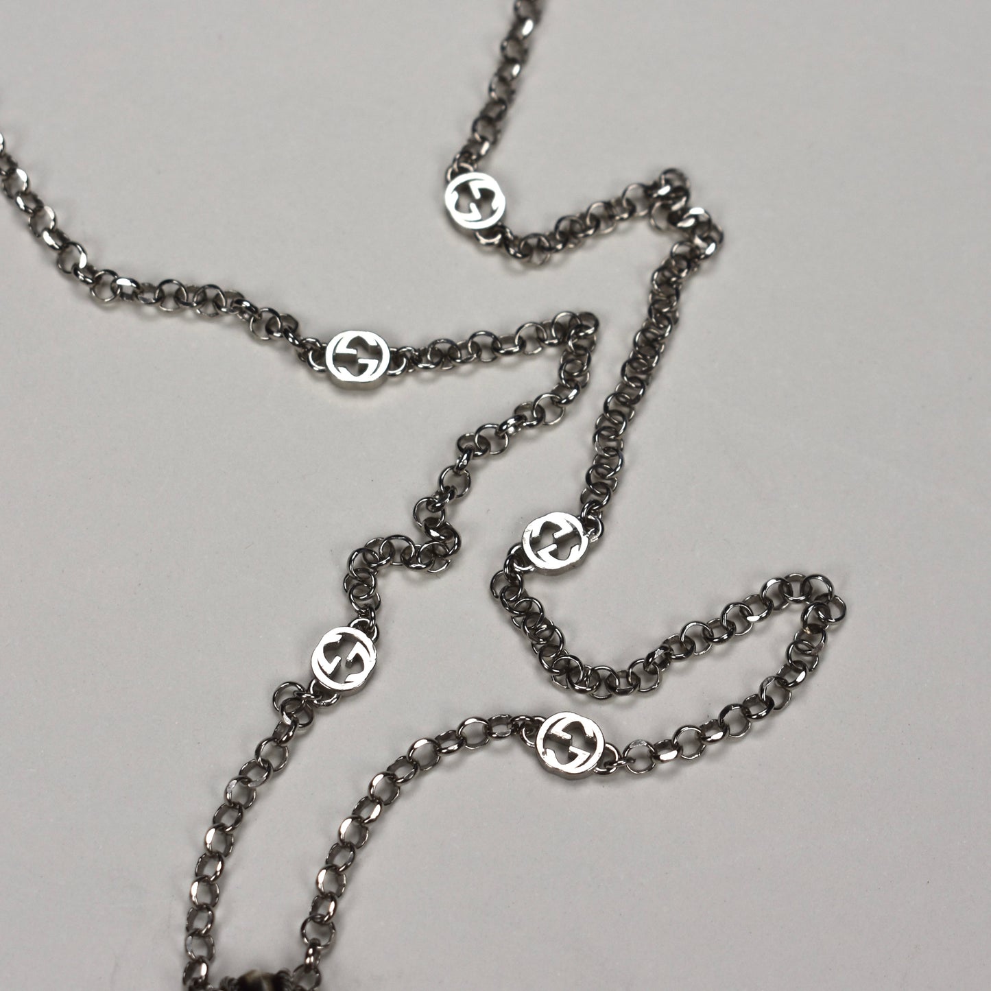 Gucci - .925 Silver Interlocking G Pendant Chain Necklace