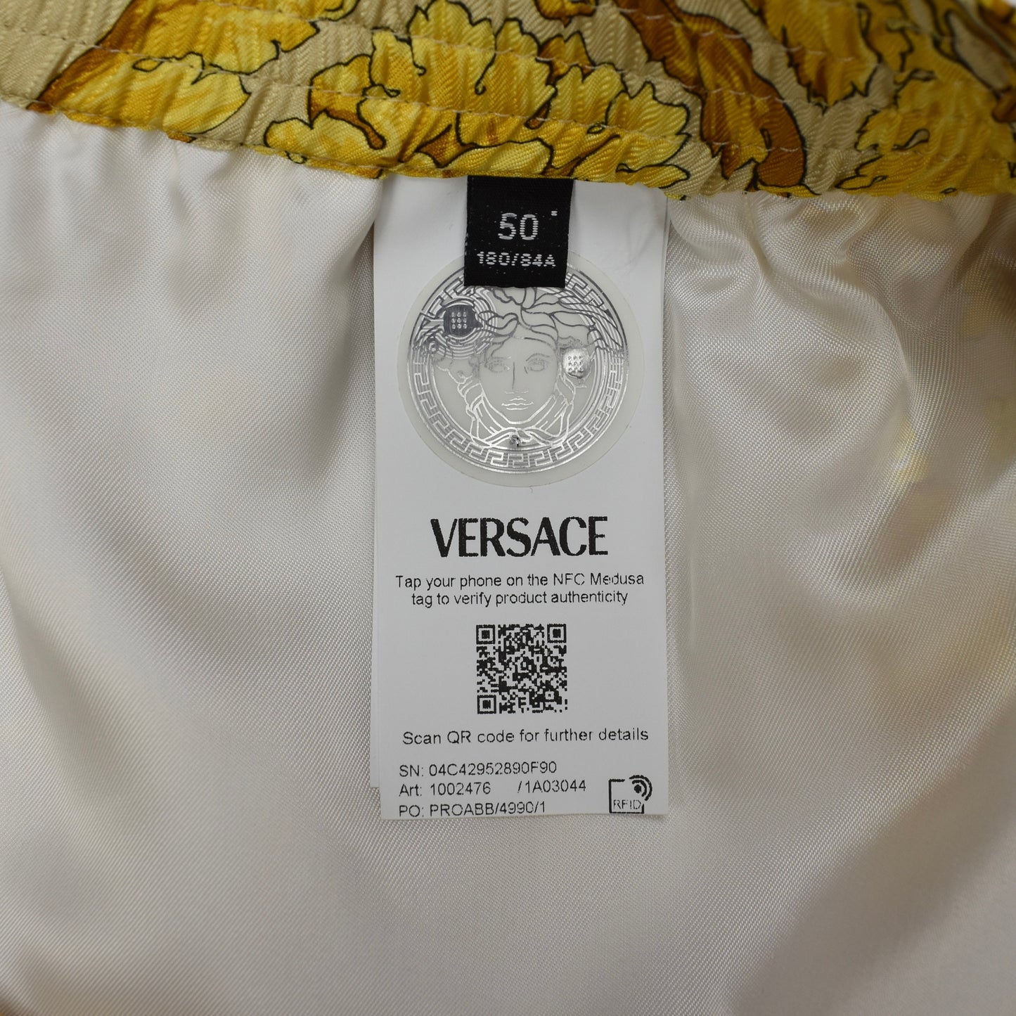 Versace - Champagne / Gold Barocco Print 100% Silk Shorts