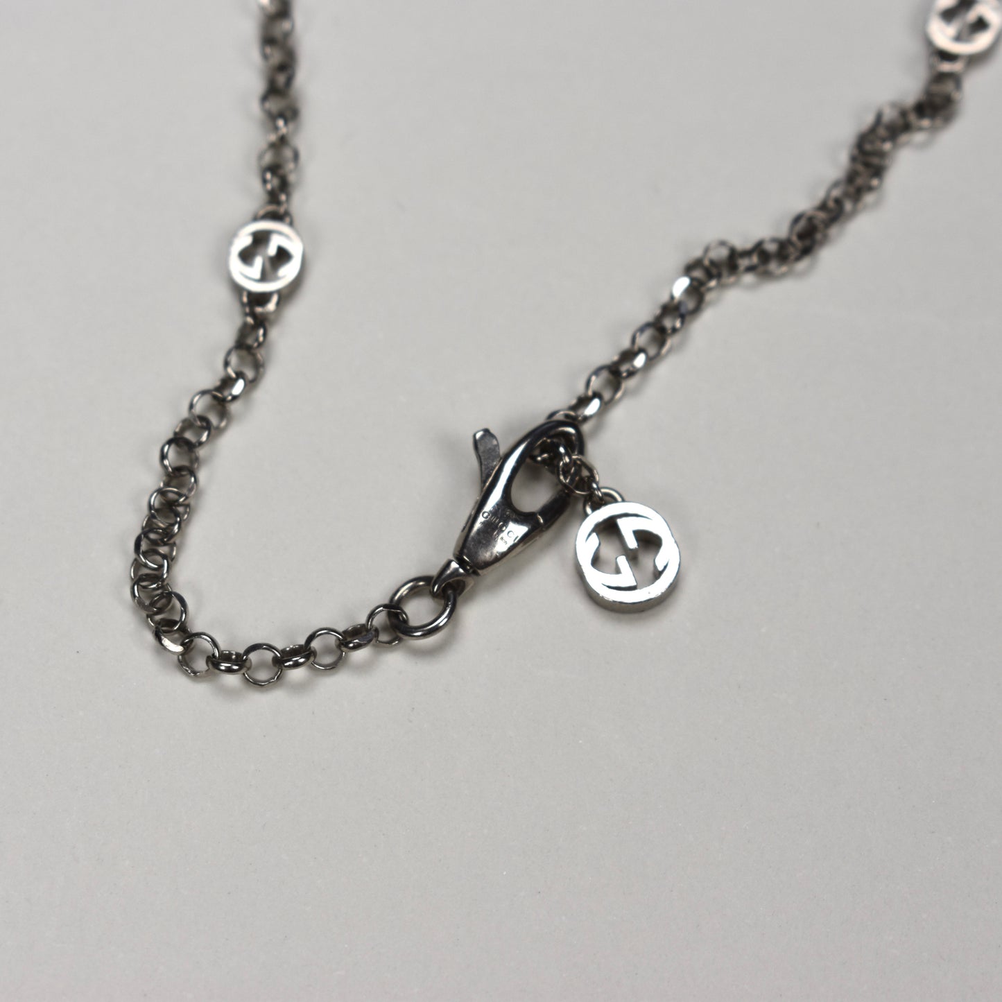 Gucci - .925 Silver Interlocking G Pendant Chain Necklace