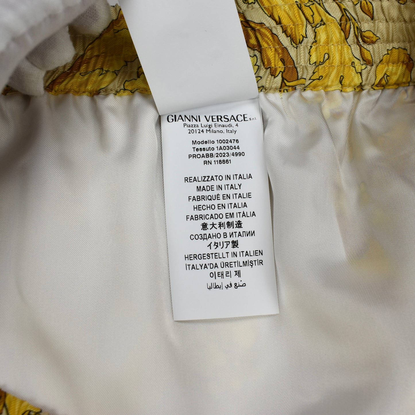 Versace - Champagne / Gold Barocco Print 100% Silk Shorts