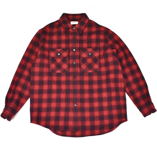Celine - Red/Black Oversized Heavyweight Wool Flannel Shirt