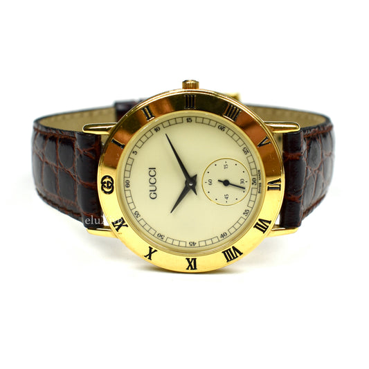 Gucci - 3000M Gold Cream Dial Watch