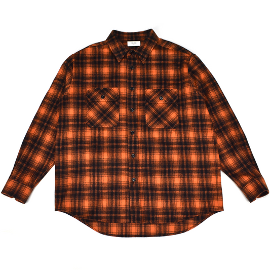 Celine - Orange/Black Heavyweight Wool Flannel Shirt