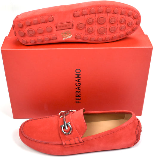 Salvatore Ferragamo - Red Suede Driving Loafers