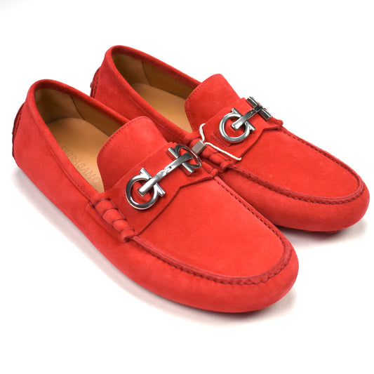 Salvatore Ferragamo - Red Suede Driving Loafers