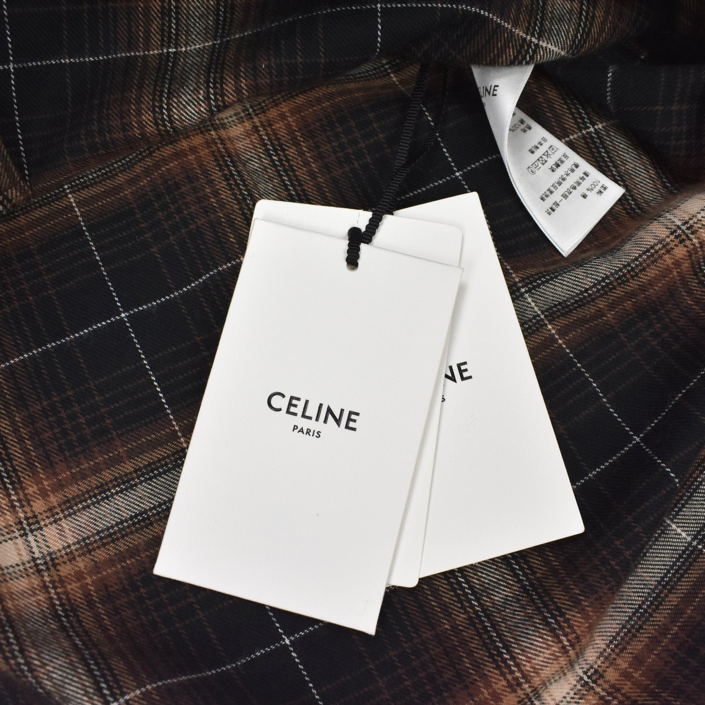 Celine - Black/Brown Oversized Cotton Flannel Shirt