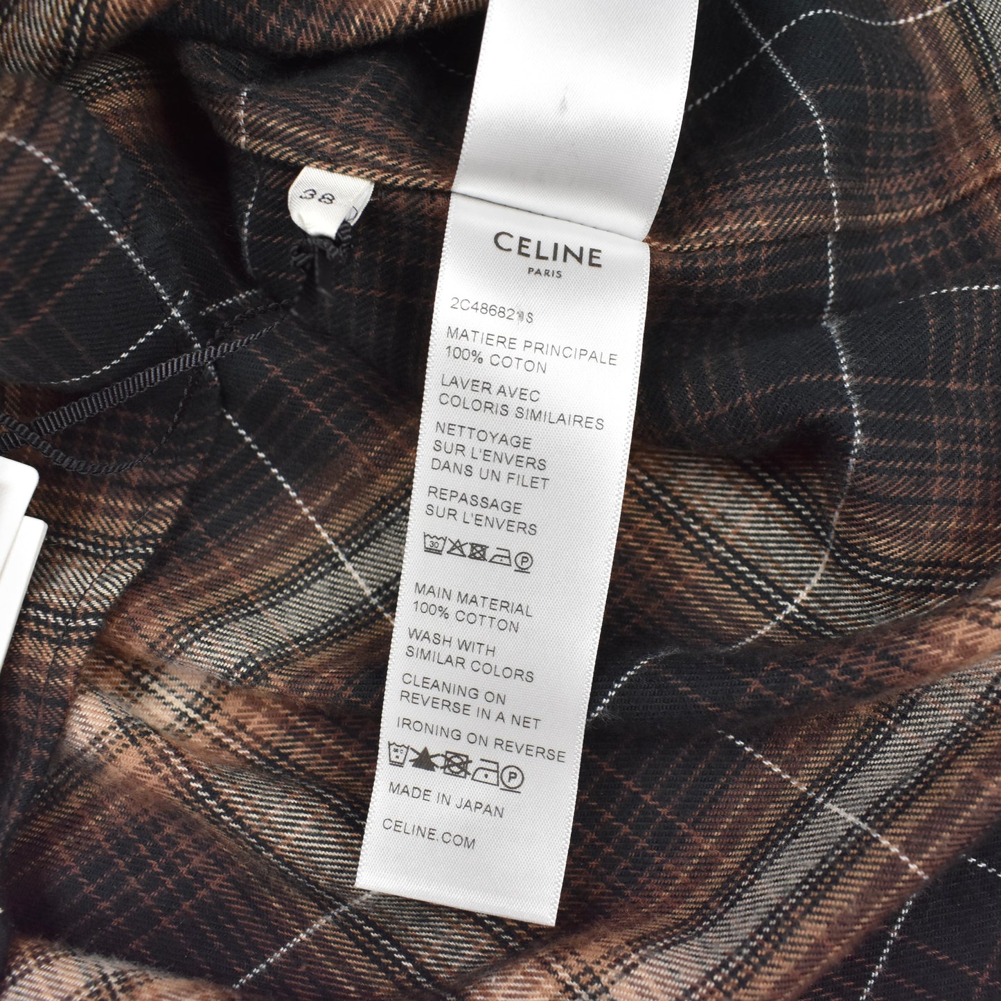 Celine - Black/Brown Oversized Cotton Flannel Shirt