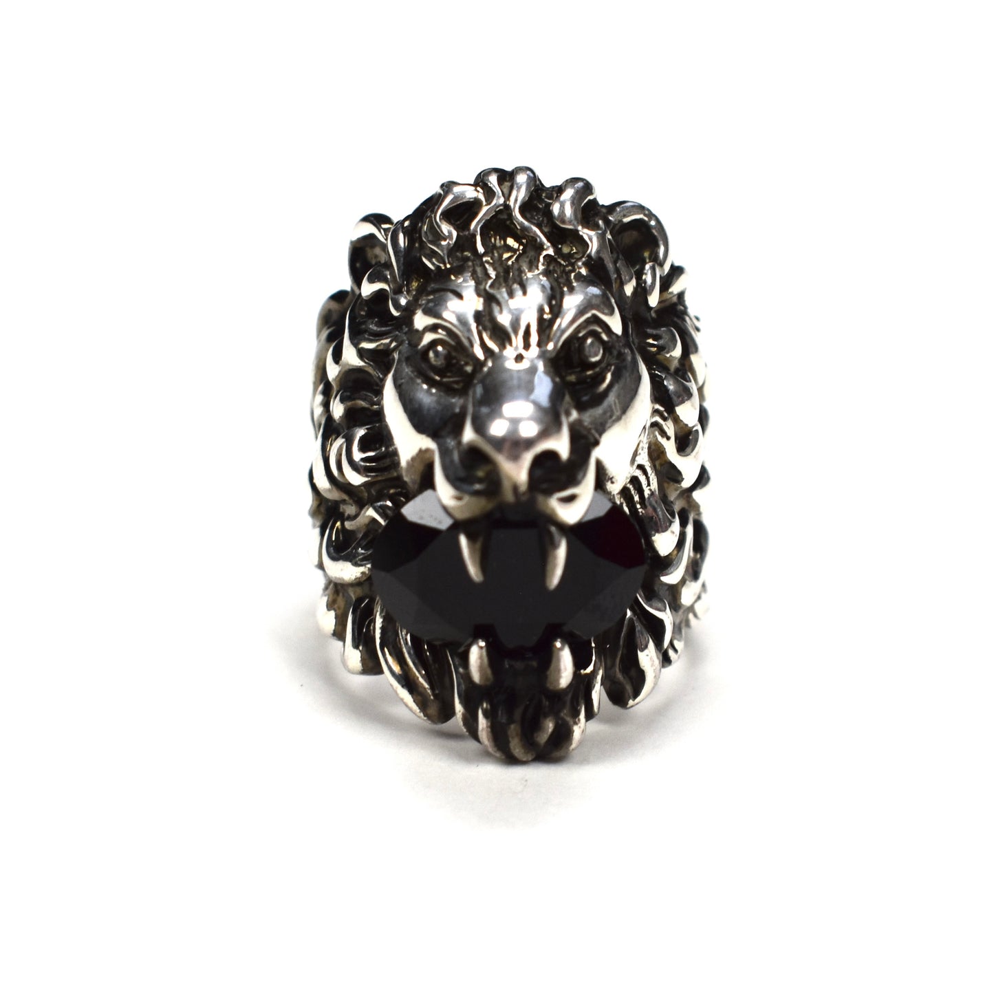 Gucci - Silver Black Crystal Lion RIng