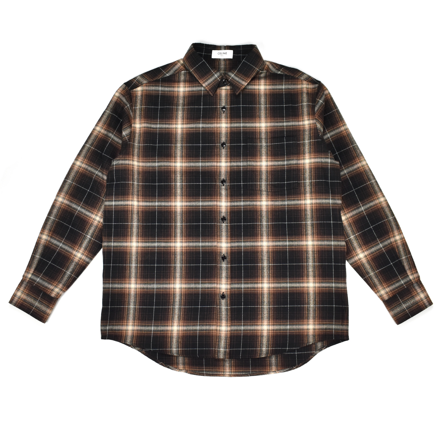 Celine - Black/Brown Oversized Cotton Flannel Shirt