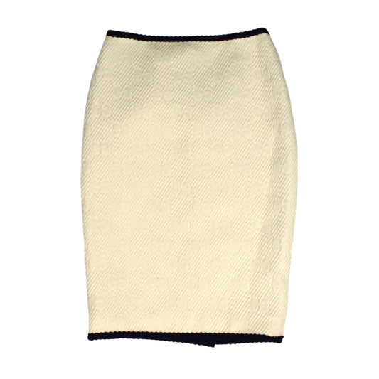 Gucci - Cream Allover Monogram Woven Pencil Skirt