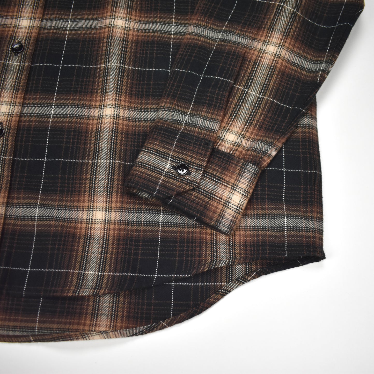 Celine - Black/Brown Oversized Cotton Flannel Shirt