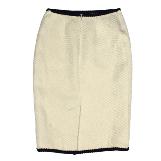 Gucci - Cream Allover Monogram Woven Pencil Skirt