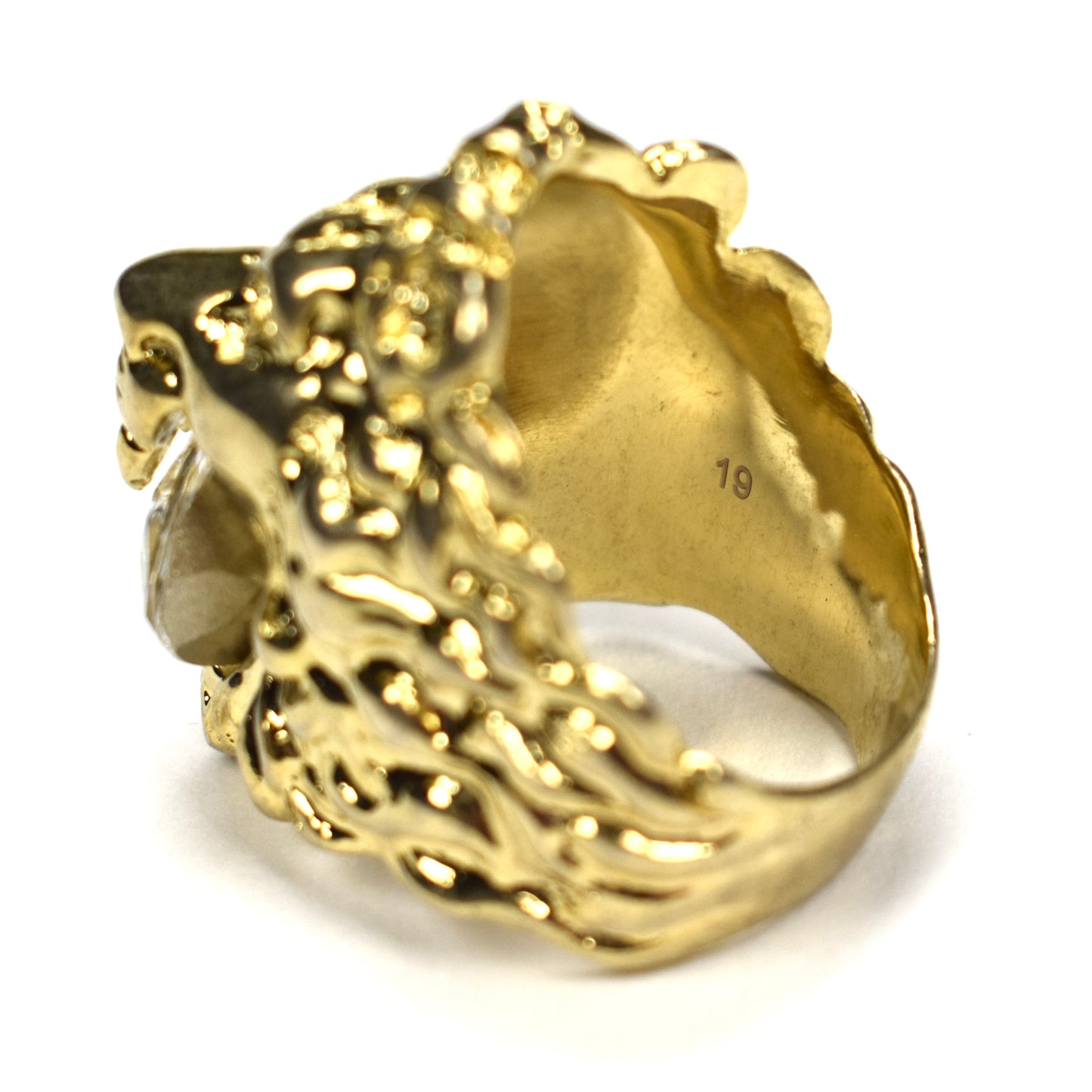 Gucci - Gold Clear Crystal Lion Ring
