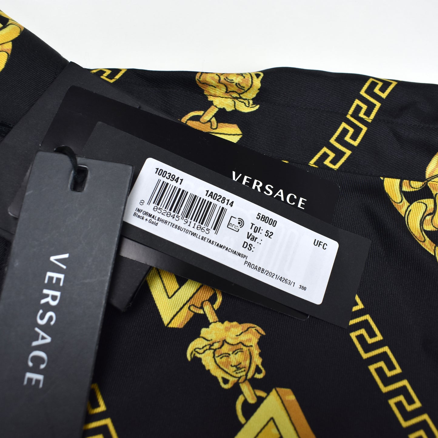Versace - Black / Gold Medusa Chain Print Silk Shirt