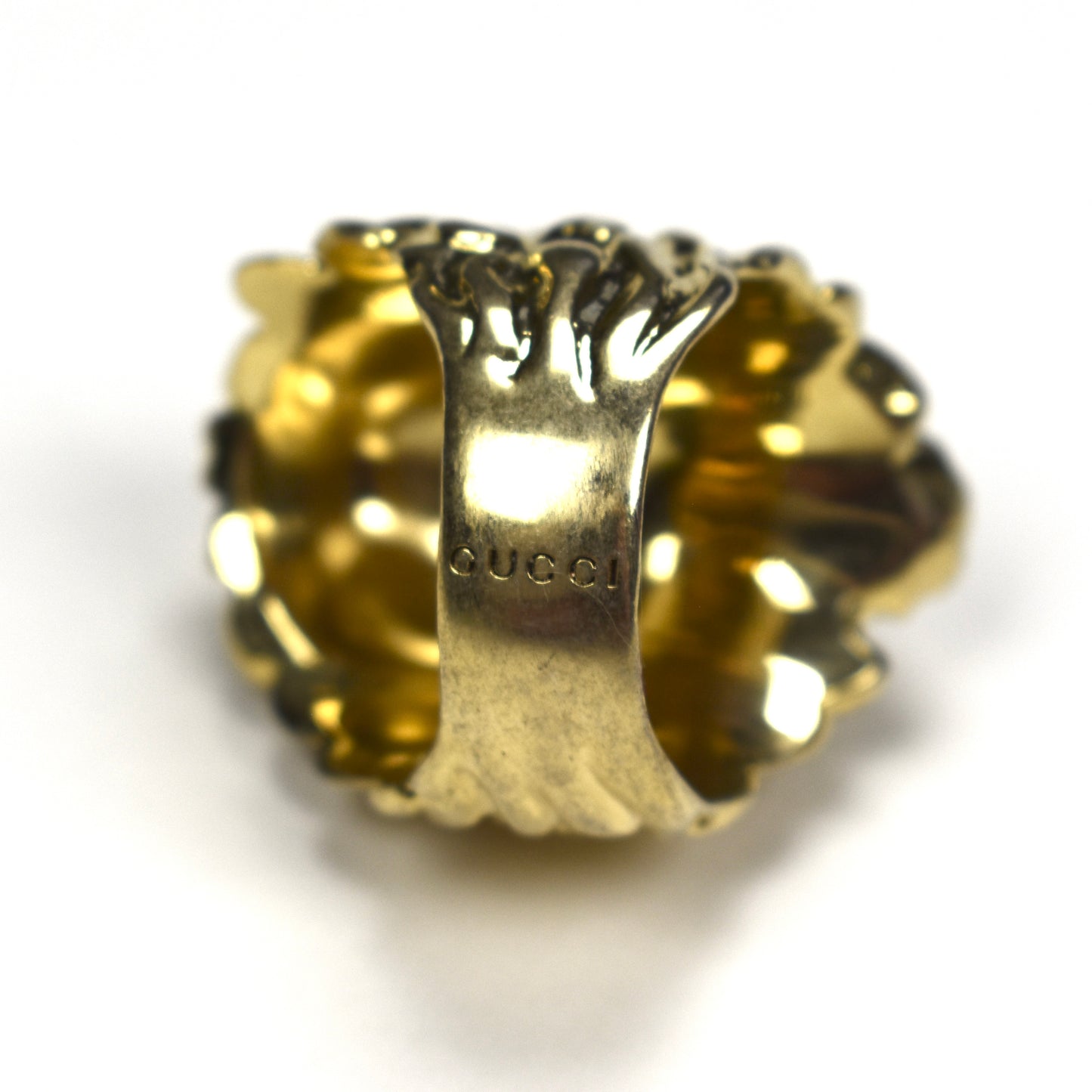 Gucci - Gold Clear Crystal Lion Ring