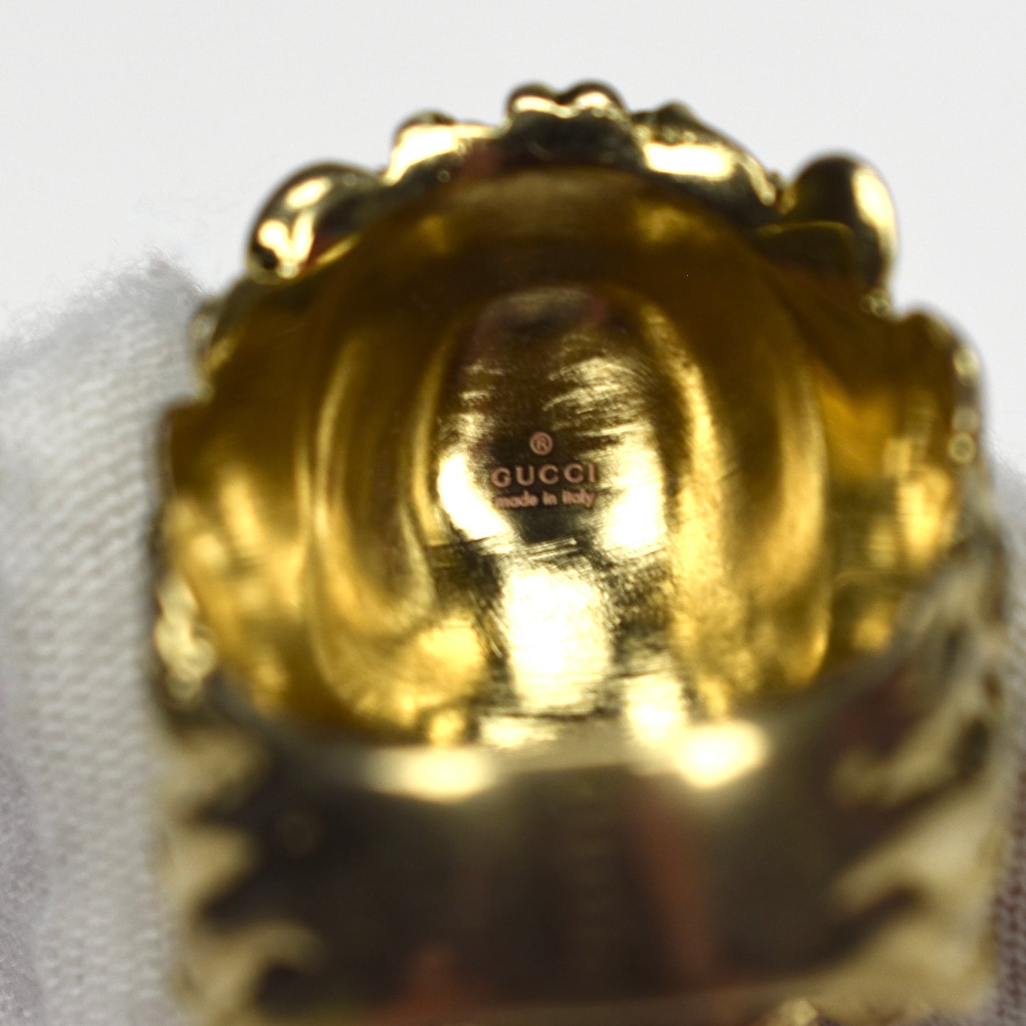 Gucci - Gold Clear Crystal Lion Ring
