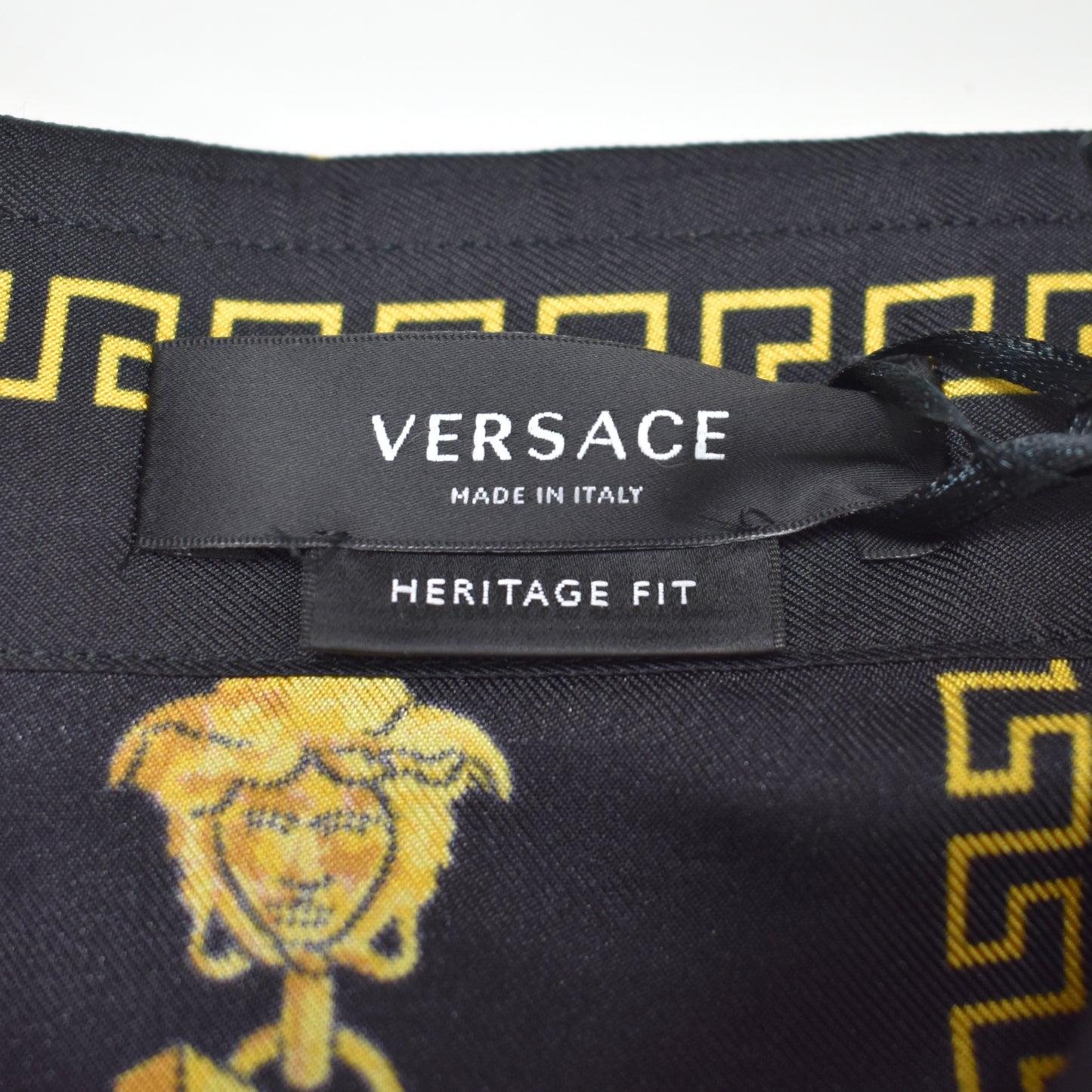 Versace - Black / Gold Medusa Chain Print Silk Shirt