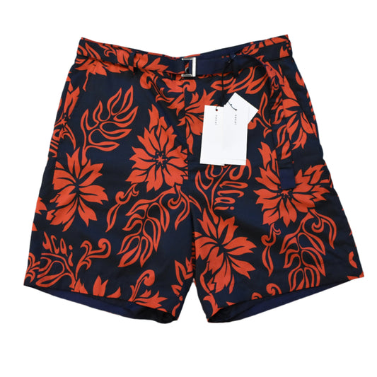 Sacai - Black & Red Floral Print Belted Shorts