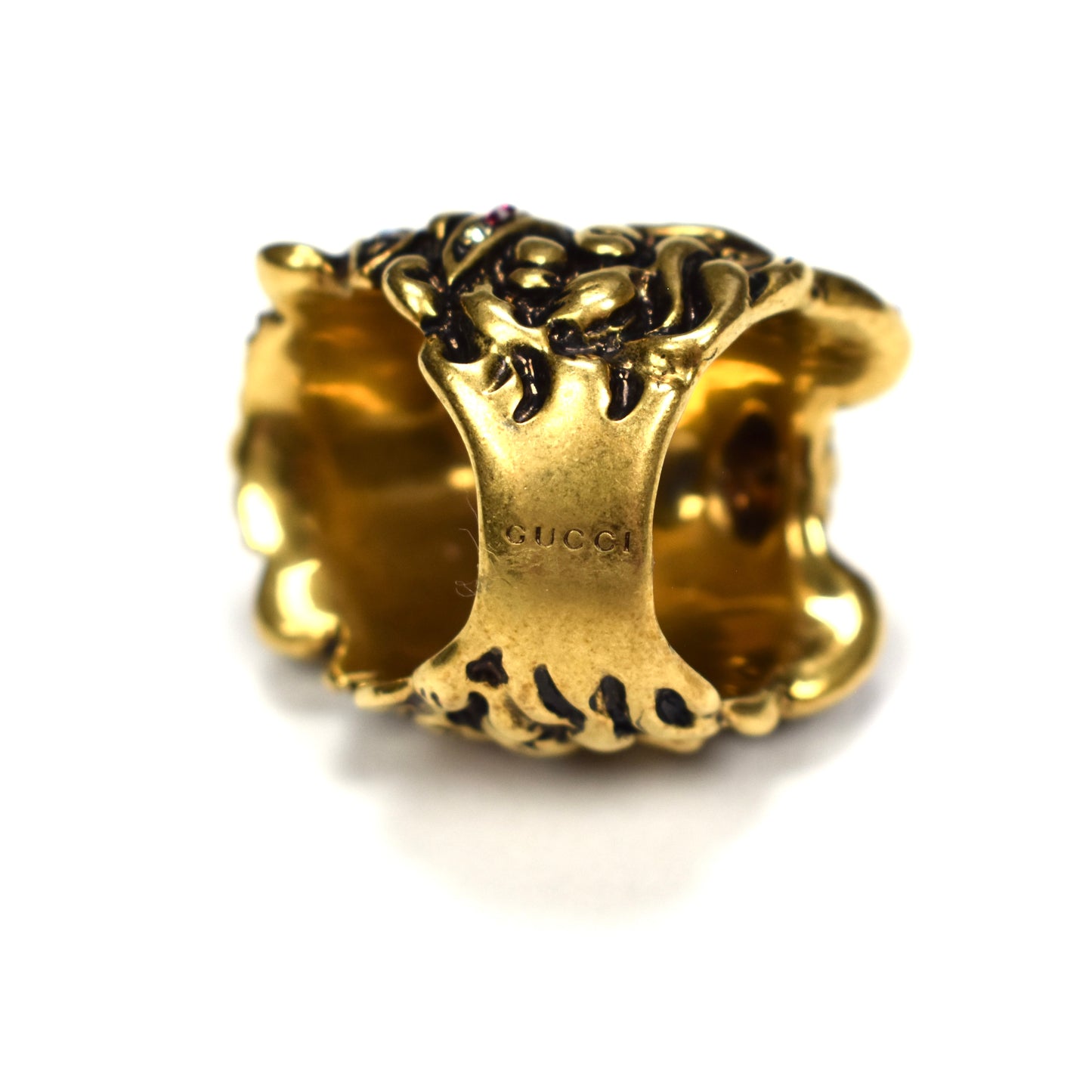 Vintage Gold Rainbow Crystal Lion Ring