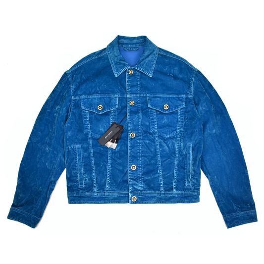 Versace - Blue Velvet Medusa Button Trucker Jacket