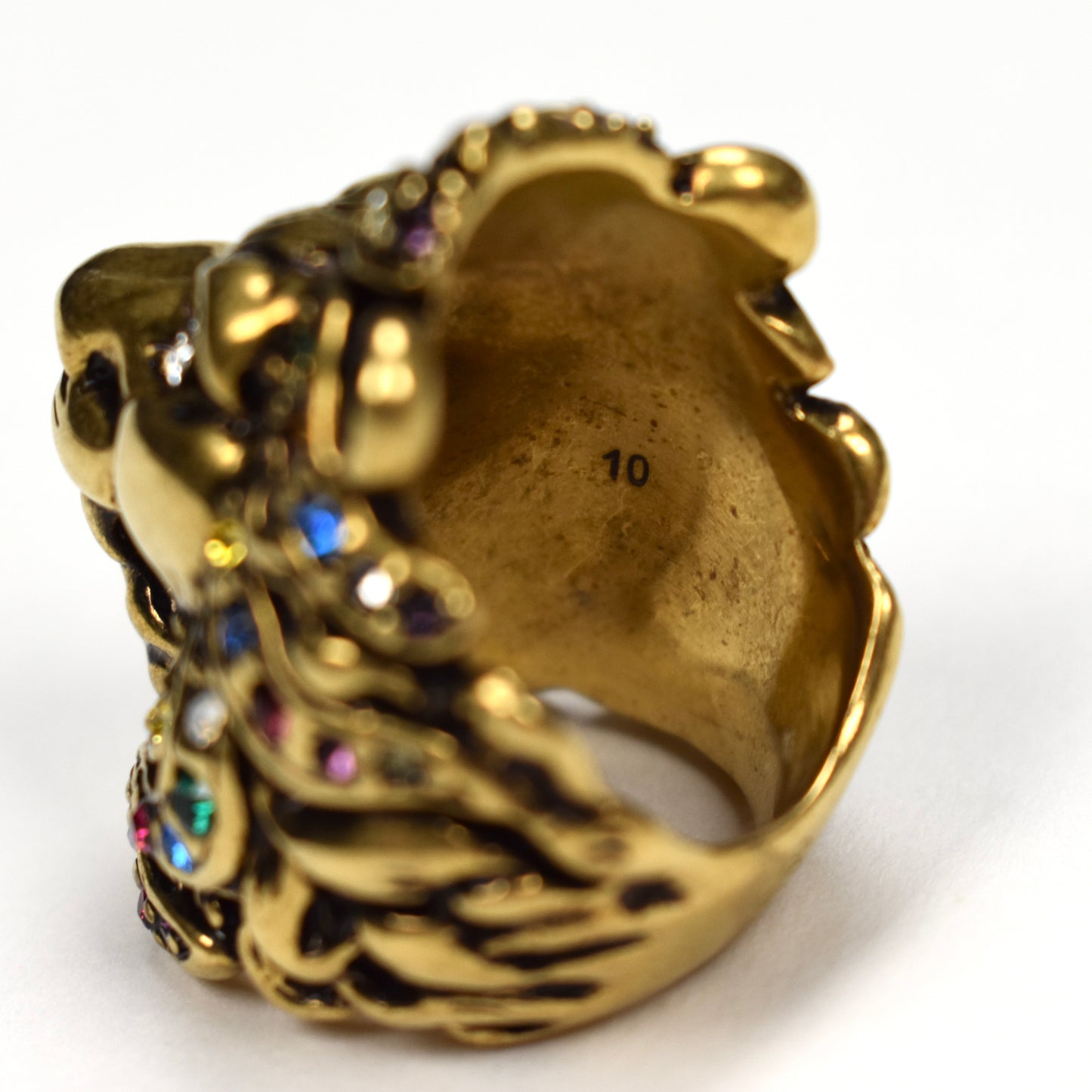 Vintage Gold Rainbow Crystal Lion Ring