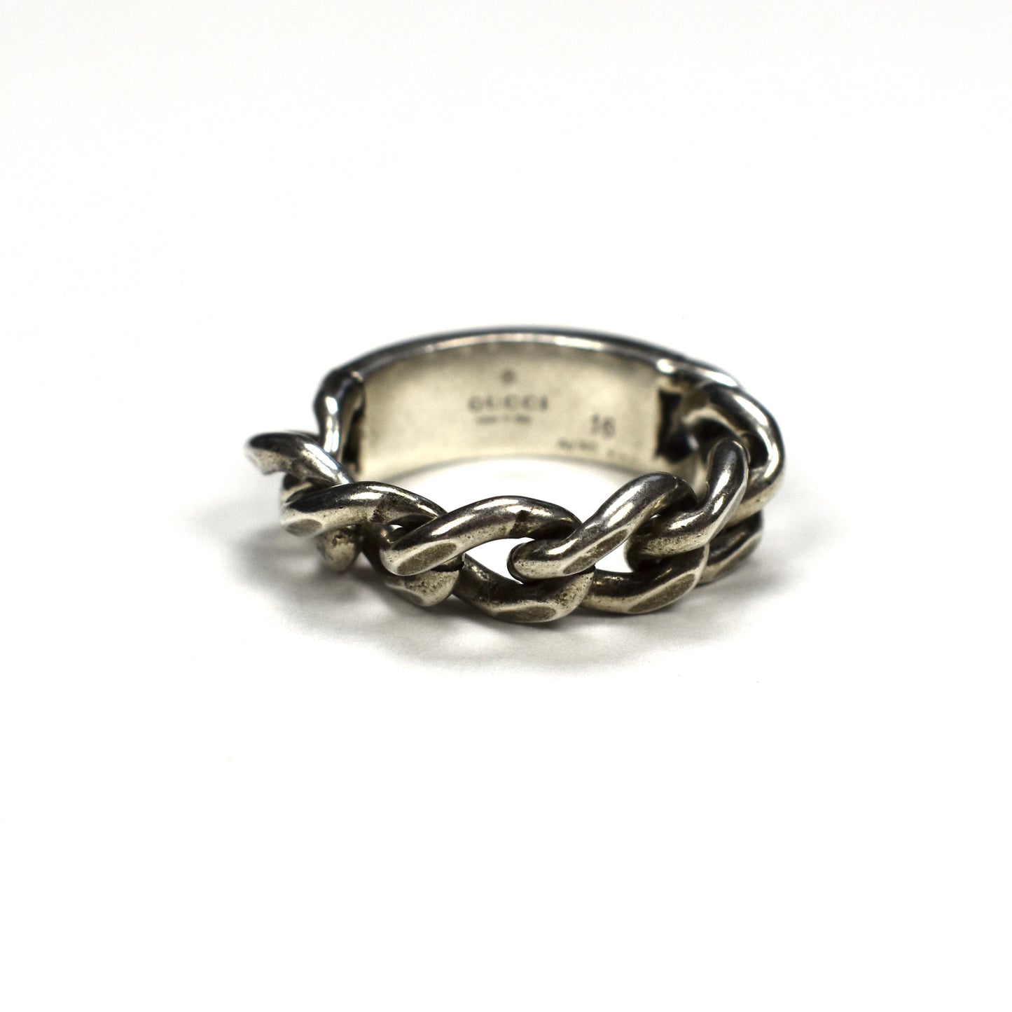 Gucci - .925 Silver Enamel Logo Chain Ring