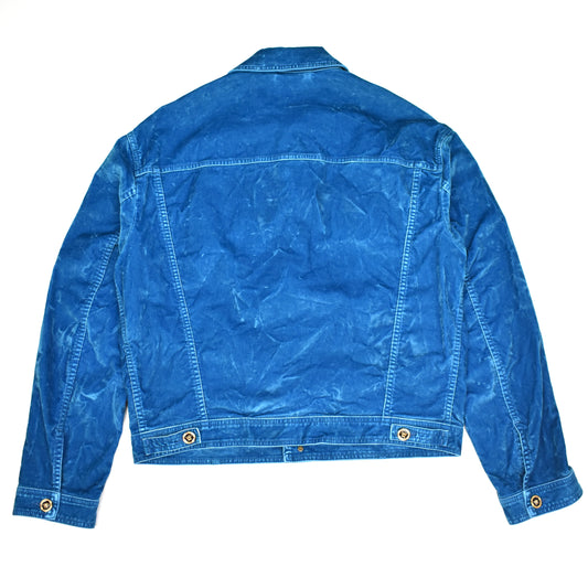 Versace - Blue Velvet Medusa Button Trucker Jacket