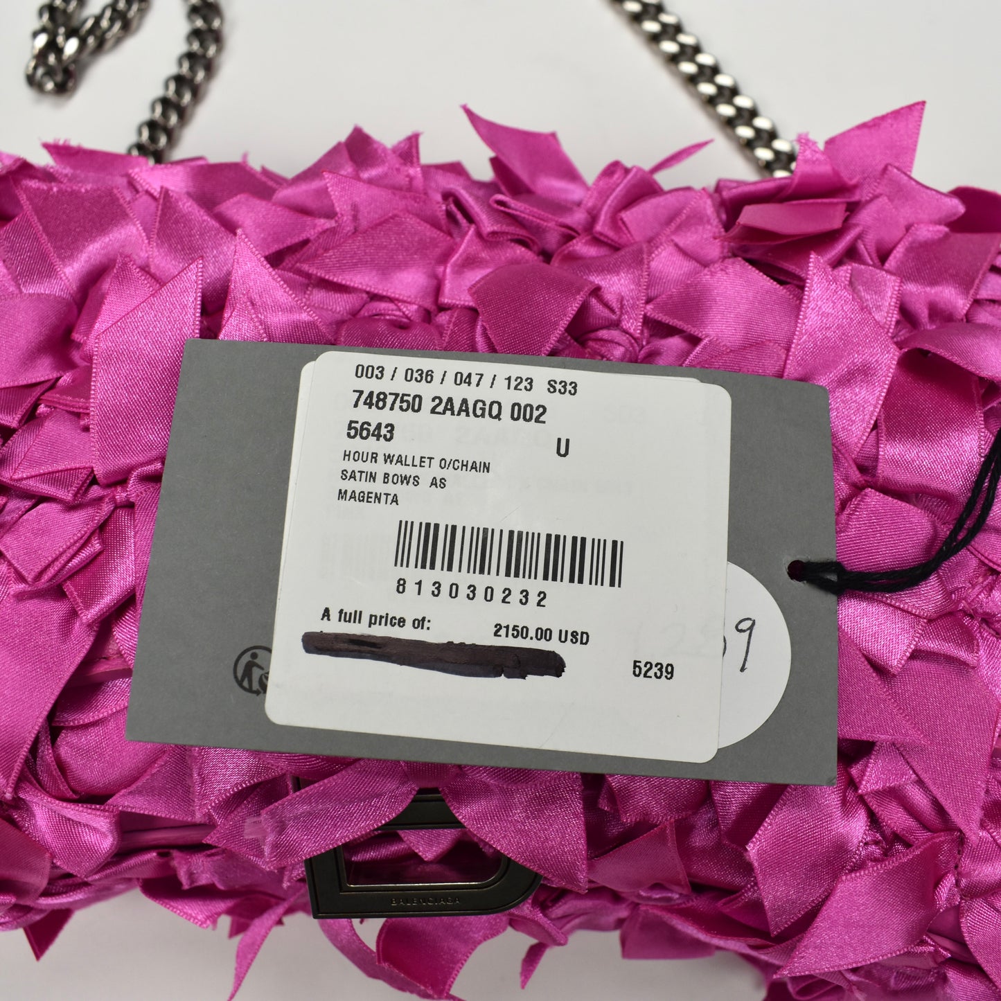 Balenciaga - Satin Bows Wallet on Chain Hourglass Bag (Magenta)