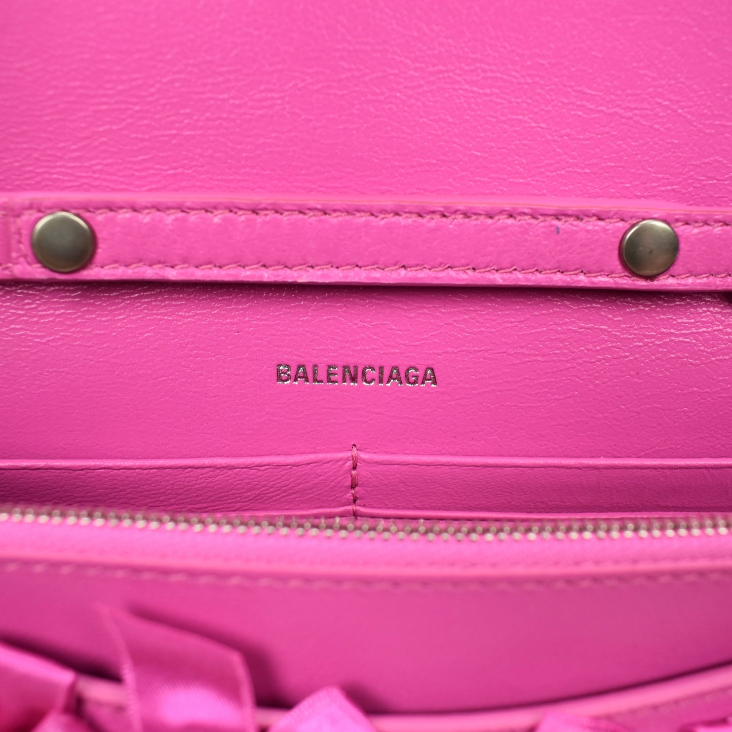 Balenciaga - Satin Bows Wallet on Chain Hourglass Bag (Magenta)