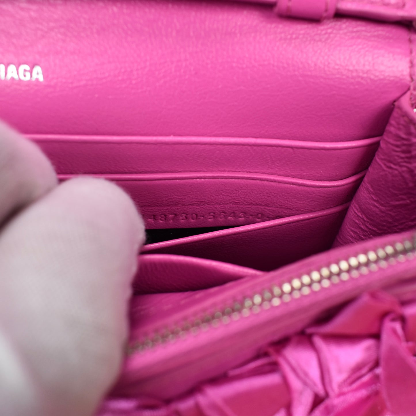 Balenciaga - Satin Bows Wallet on Chain Hourglass Bag (Magenta)