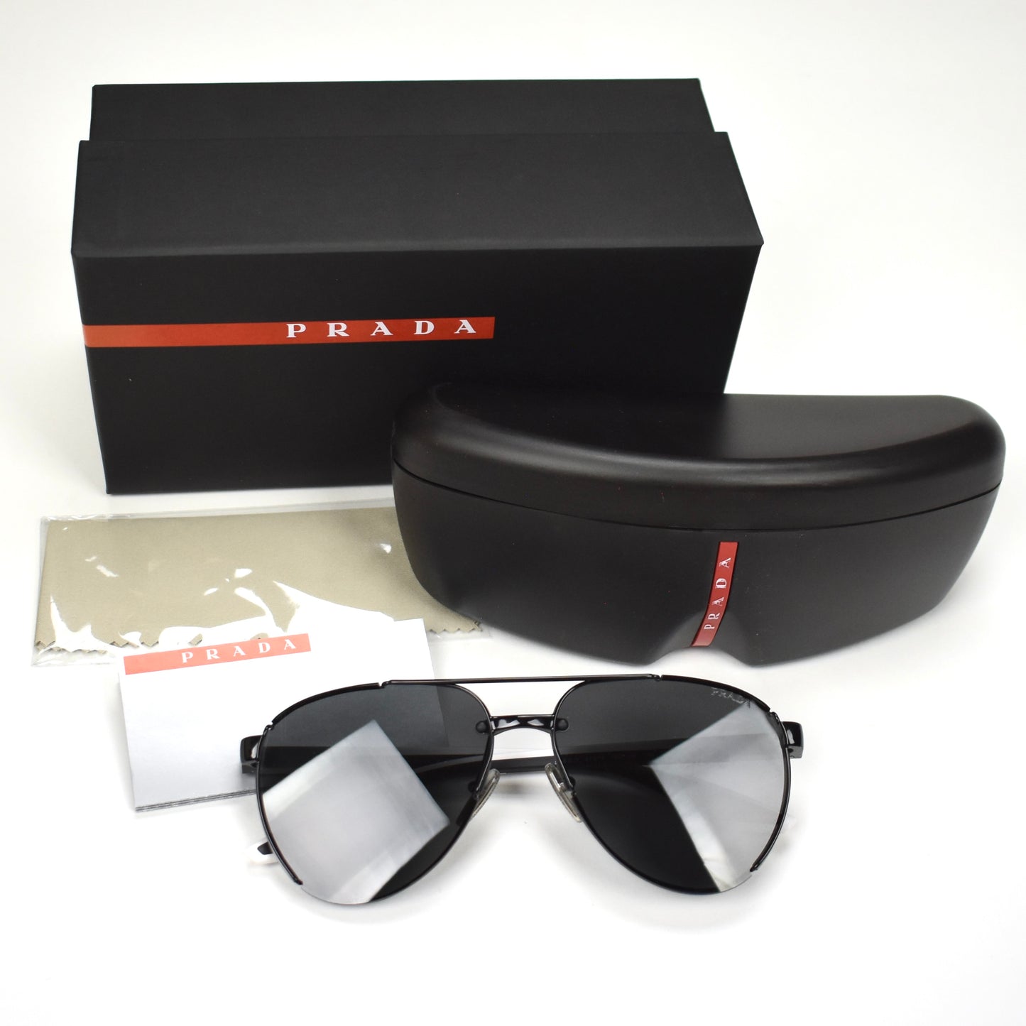 Prada - PS 51YS Aviator Sunglasses (Black/White)