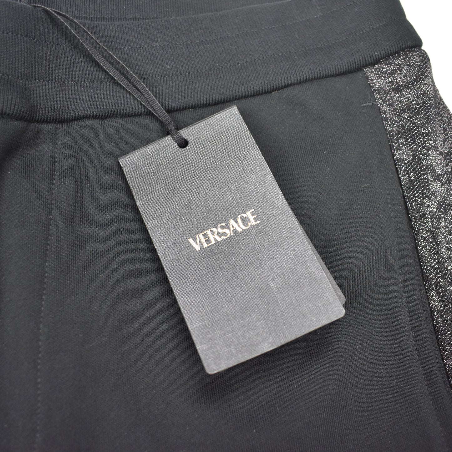 Versace - Black Metallic Baroque Trim Sweatpants