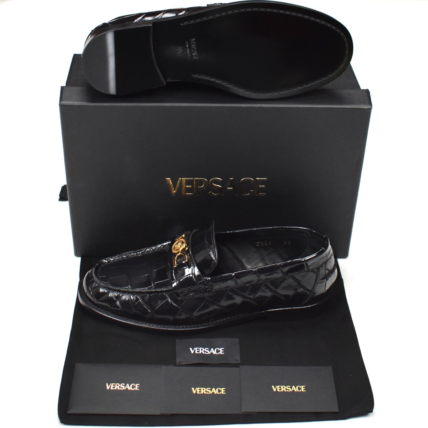 Versace - Women's Medusa '95 Black Croc Effect Loafers