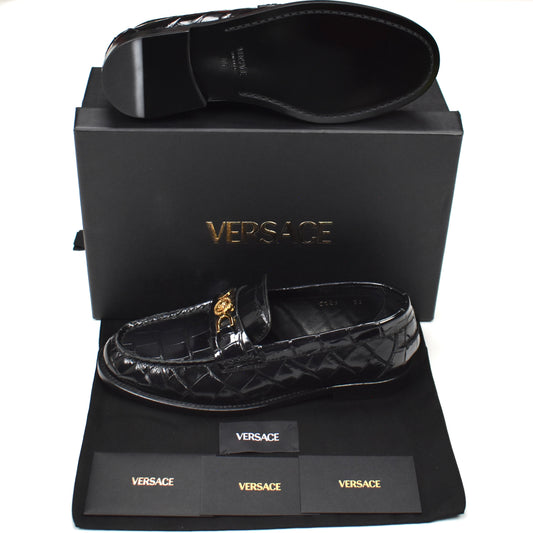 Versace - Women's Medusa '95 Black Croc Effect Loafers