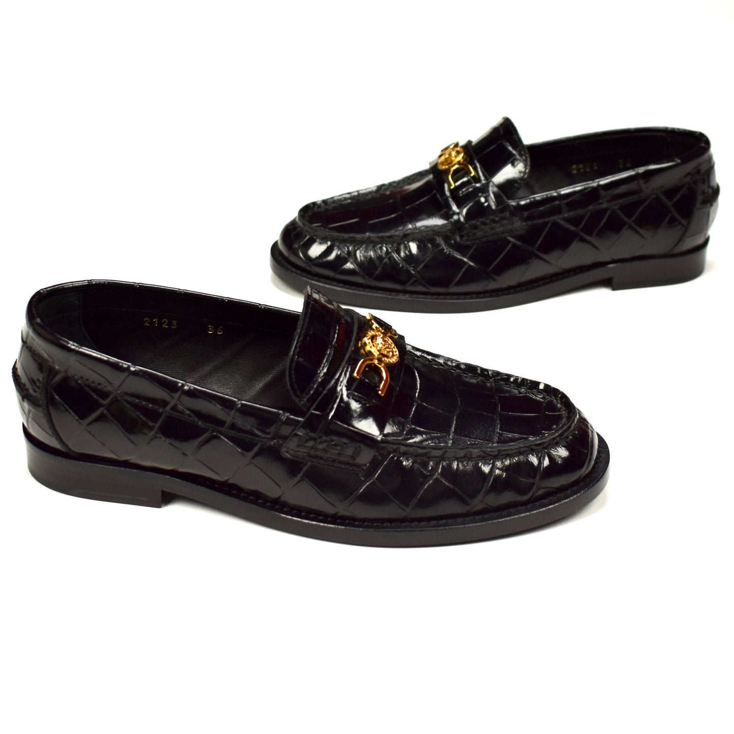 Versace - Women's Medusa '95 Black Croc Effect Loafers