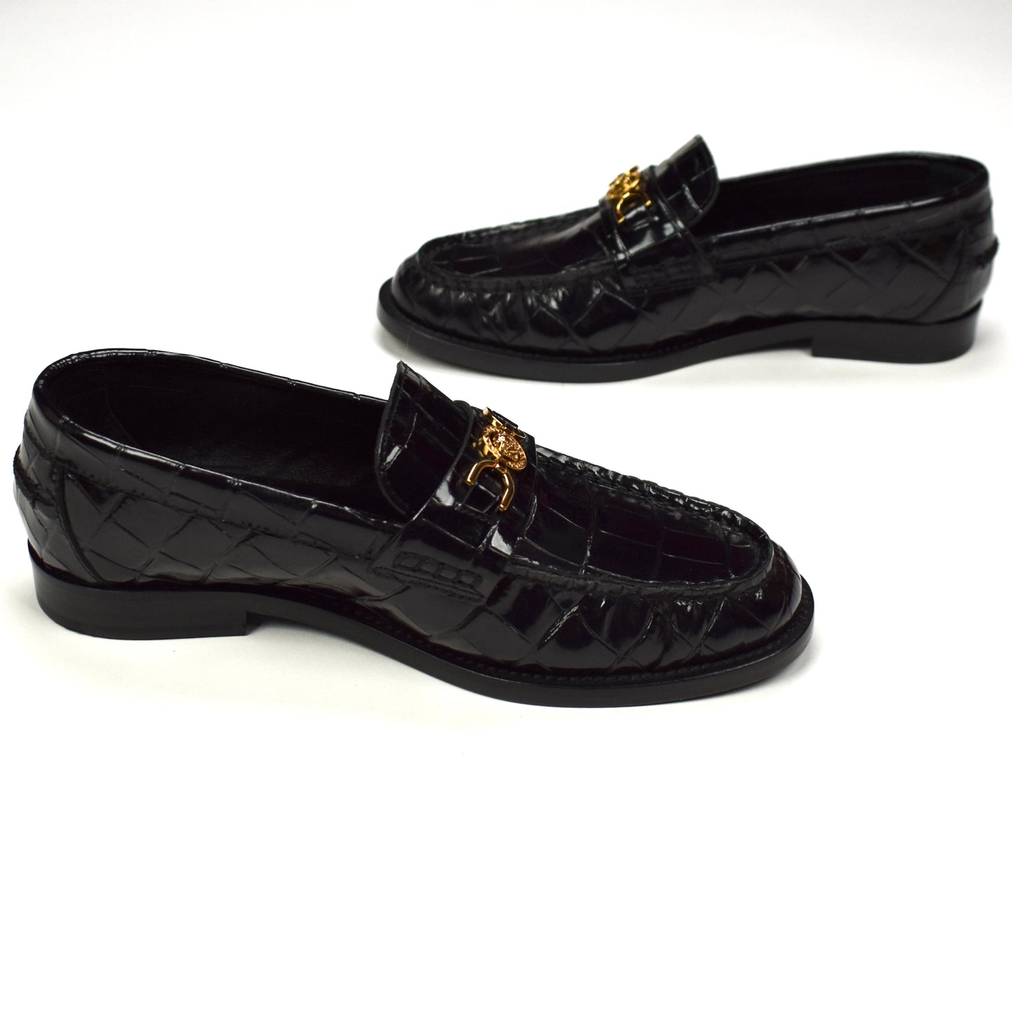 Versace - Women's Medusa '95 Black Croc Effect Loafers