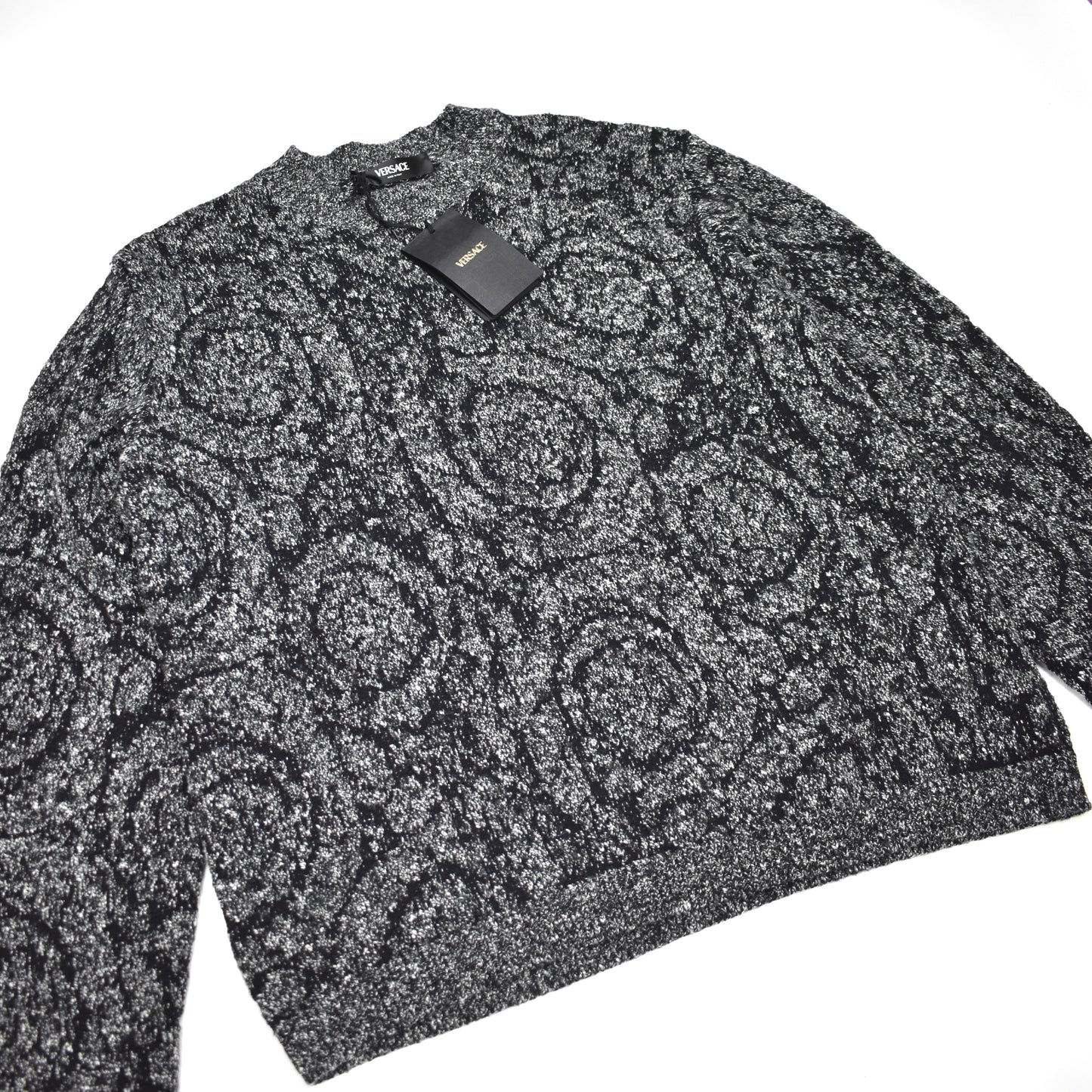 Versace - Black Baroque Knit Tweed Sweater
