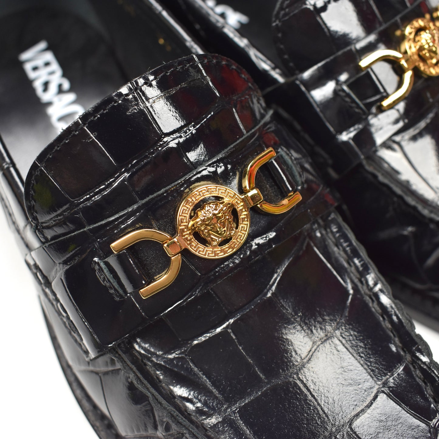 Versace - Women's Medusa '95 Black Croc Effect Loafers