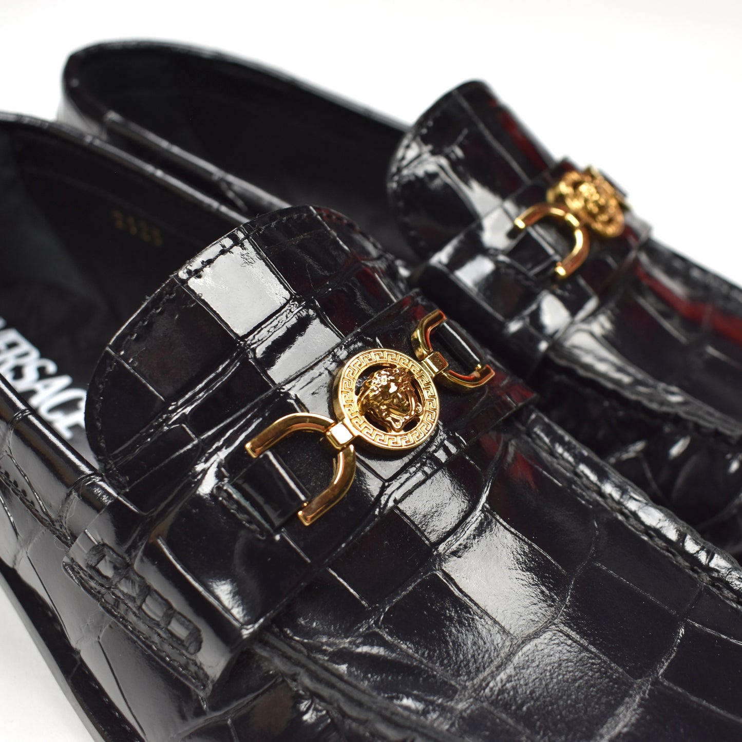 Versace - Women's Medusa '95 Black Croc Effect Loafers