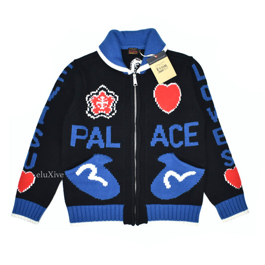 Palace x Evisu - Intarsia Knit Logo Cowichan Sweater