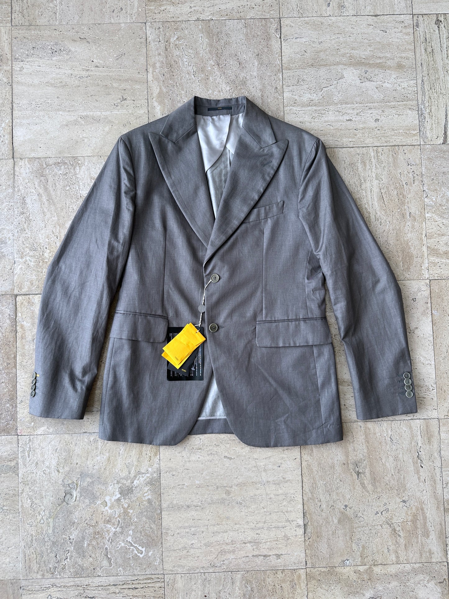 Fendi - Gray Cotton/Linen Peak Lapel Blazer