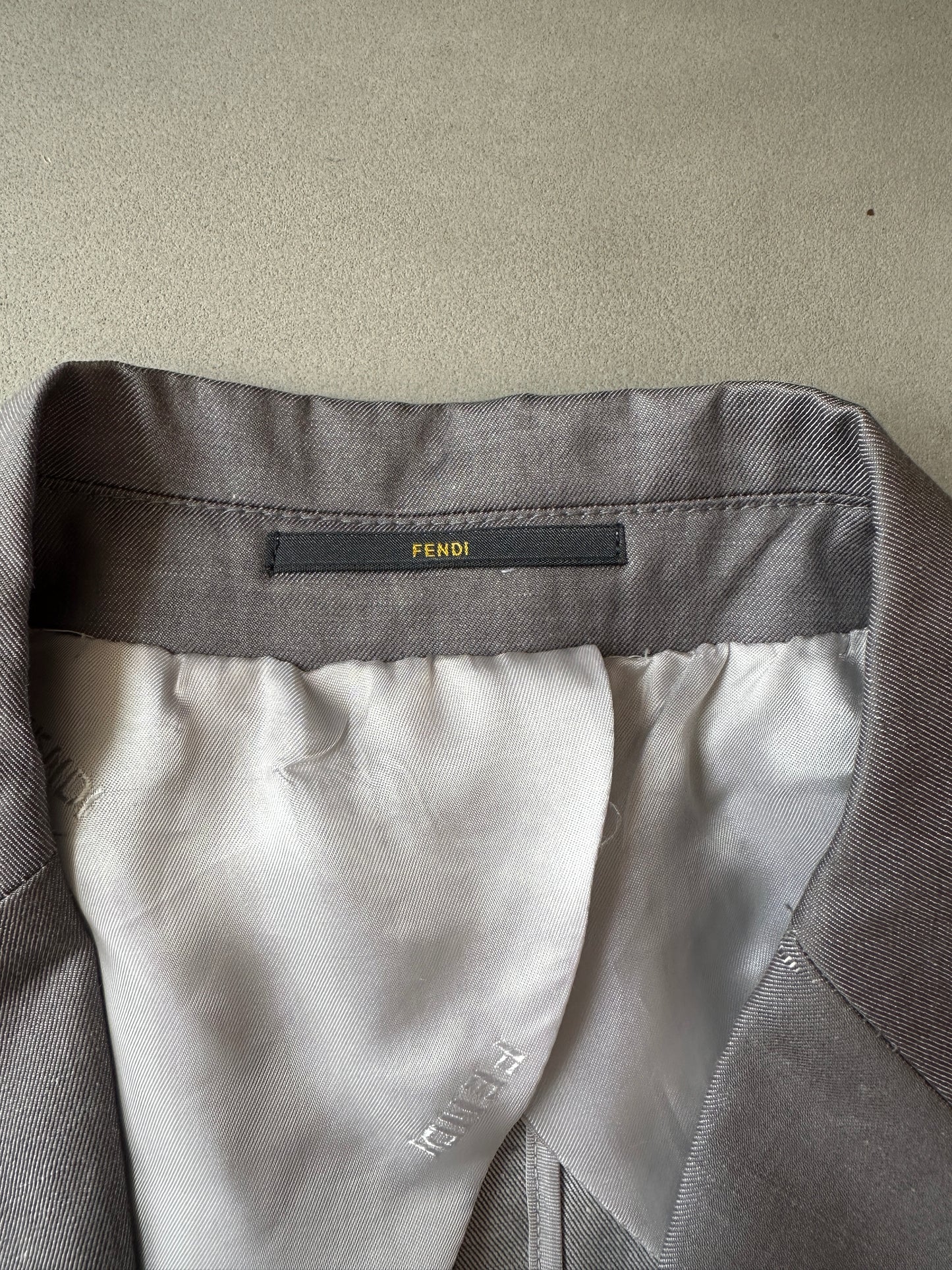 Fendi - Gray Cotton/Linen Peak Lapel Blazer