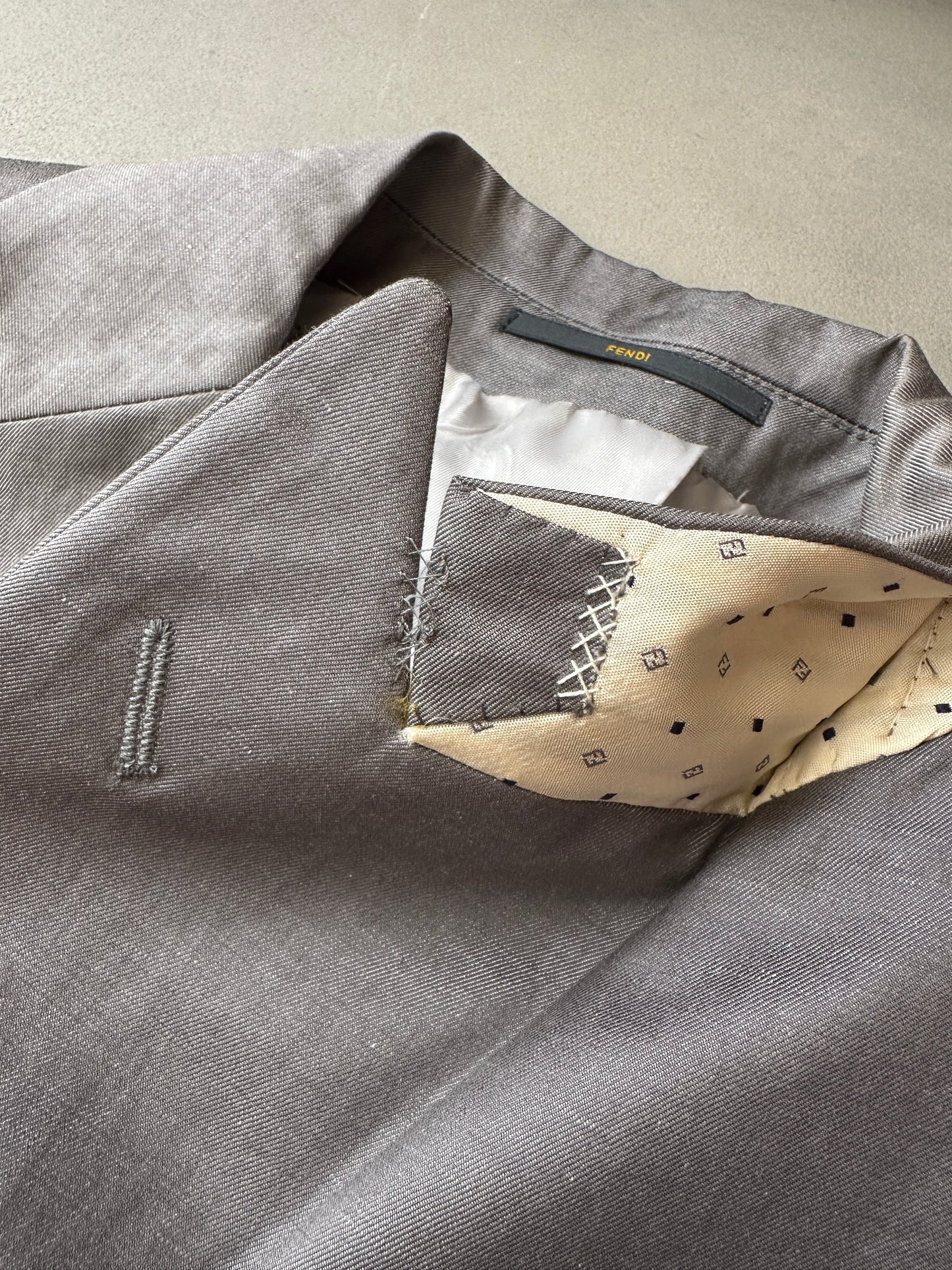 Fendi - Gray Cotton/Linen Peak Lapel Blazer