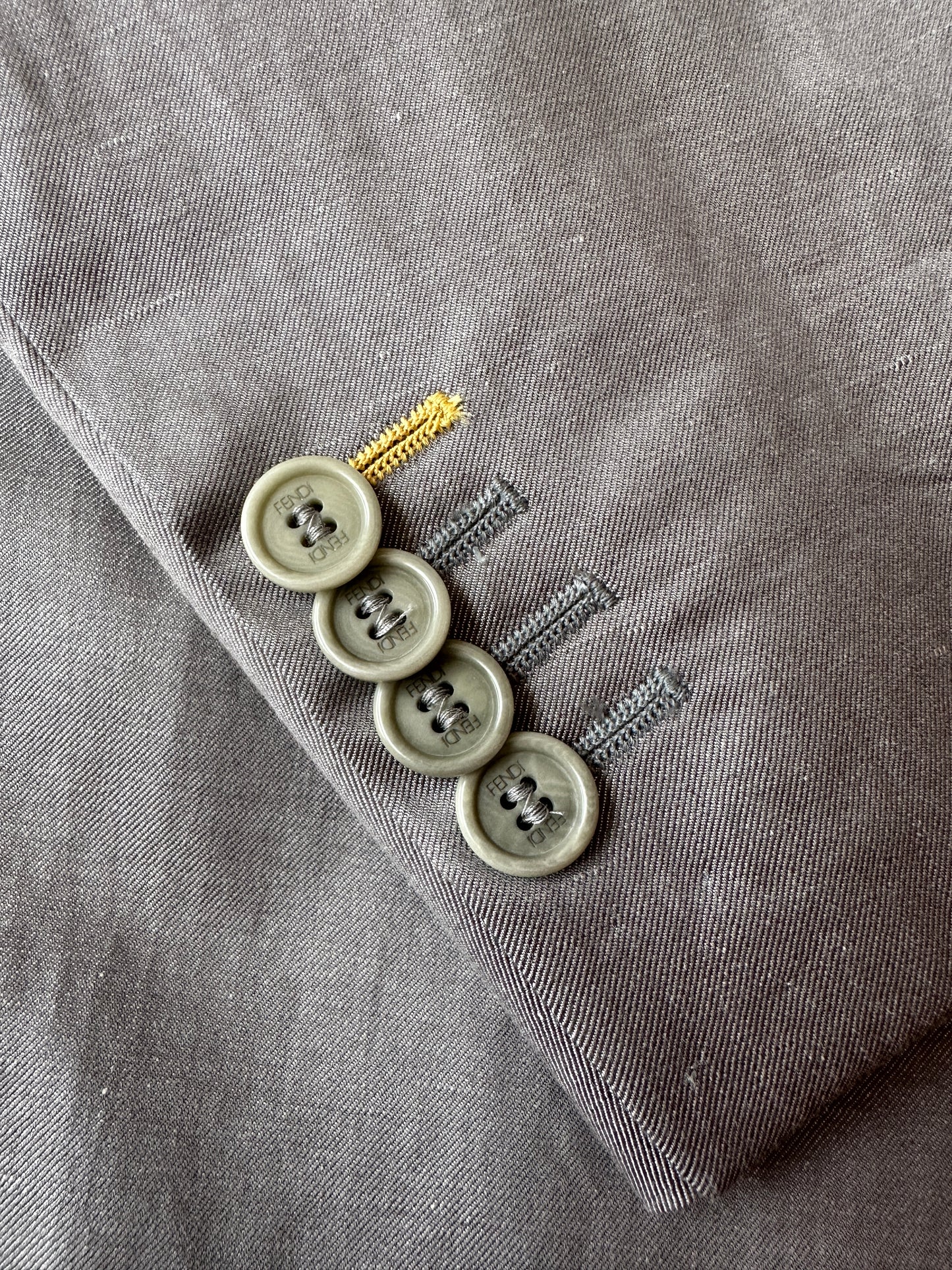 Fendi - Gray Cotton/Linen Peak Lapel Blazer